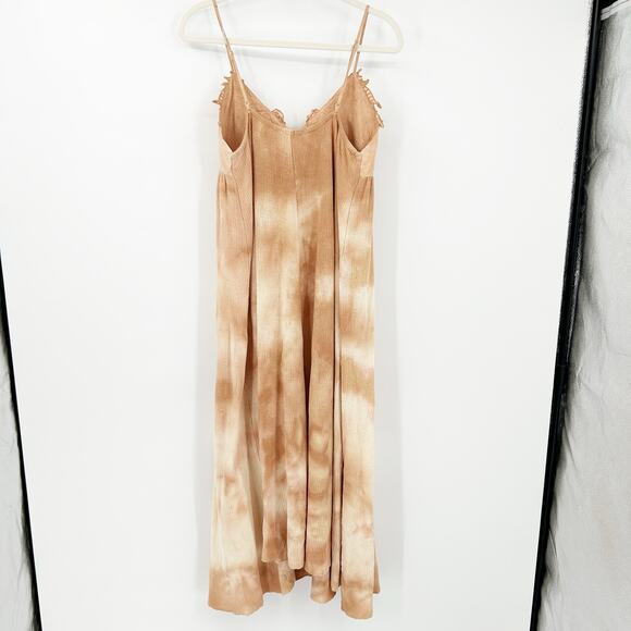NWT Zara Womens Boho Vacation Embroidered Knit Tie Dye Maxi Dress Size S Beige - Picture 12 of 12
